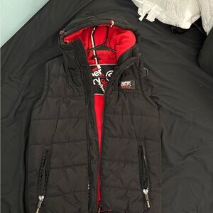 Superdry Black and Red Puffer Vest for Men